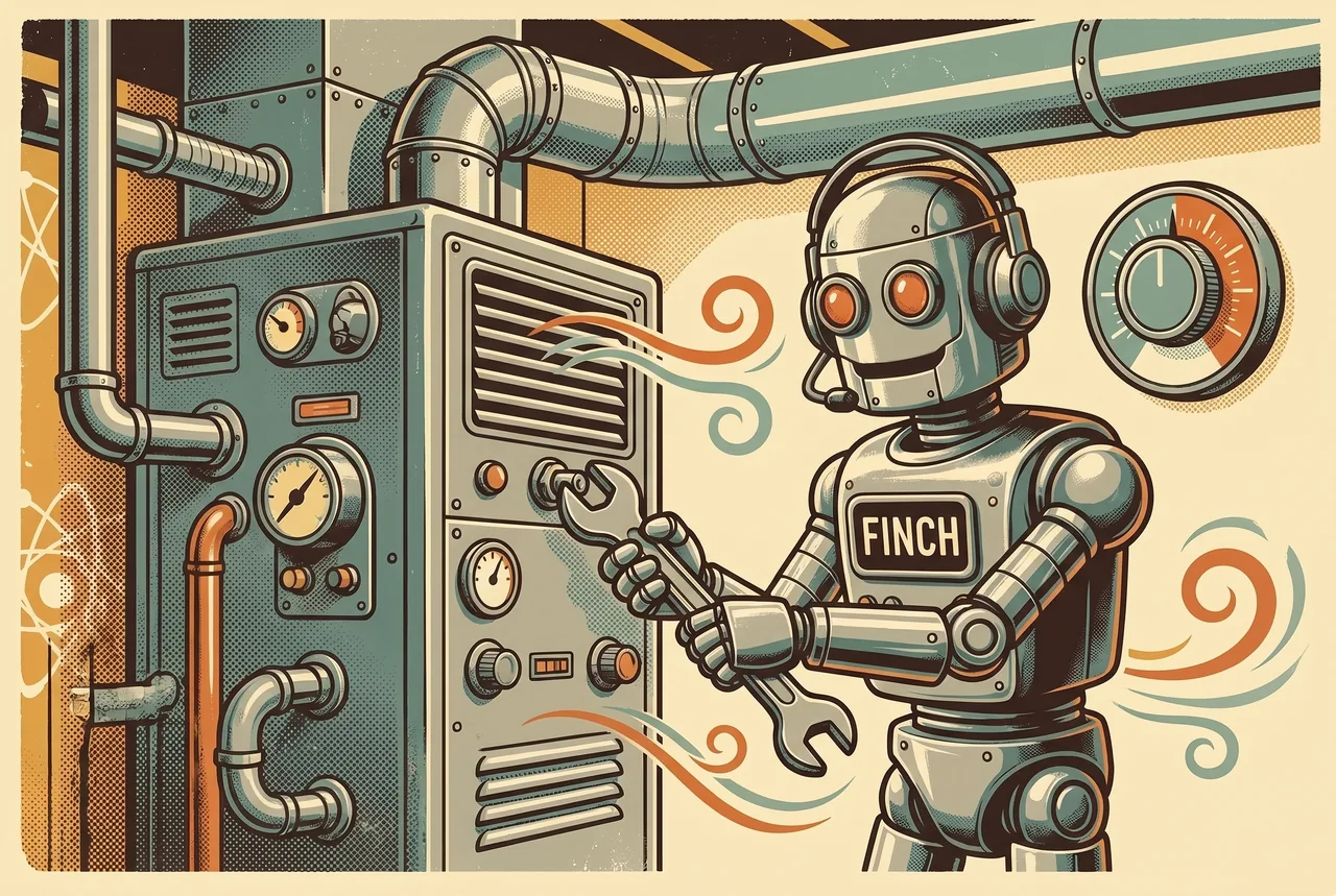 Finch working as a hvac pro — Atomic Finch illustration