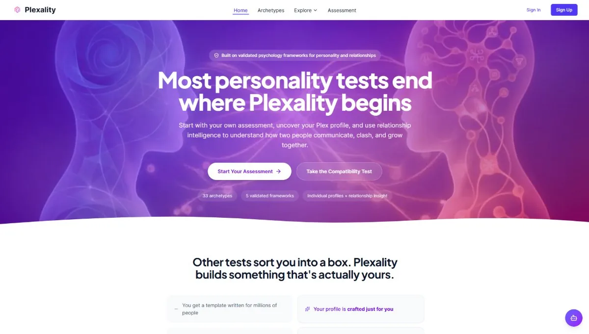 Plexality website homepage