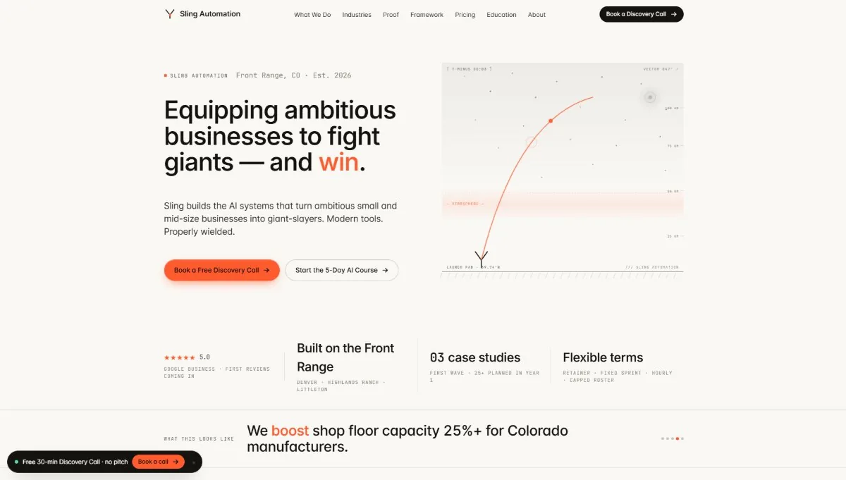 Sling Automation website homepage